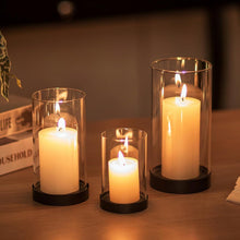 Windlicht Set Kerzenhalter Stumpenkerzen Glaszylinder Metall