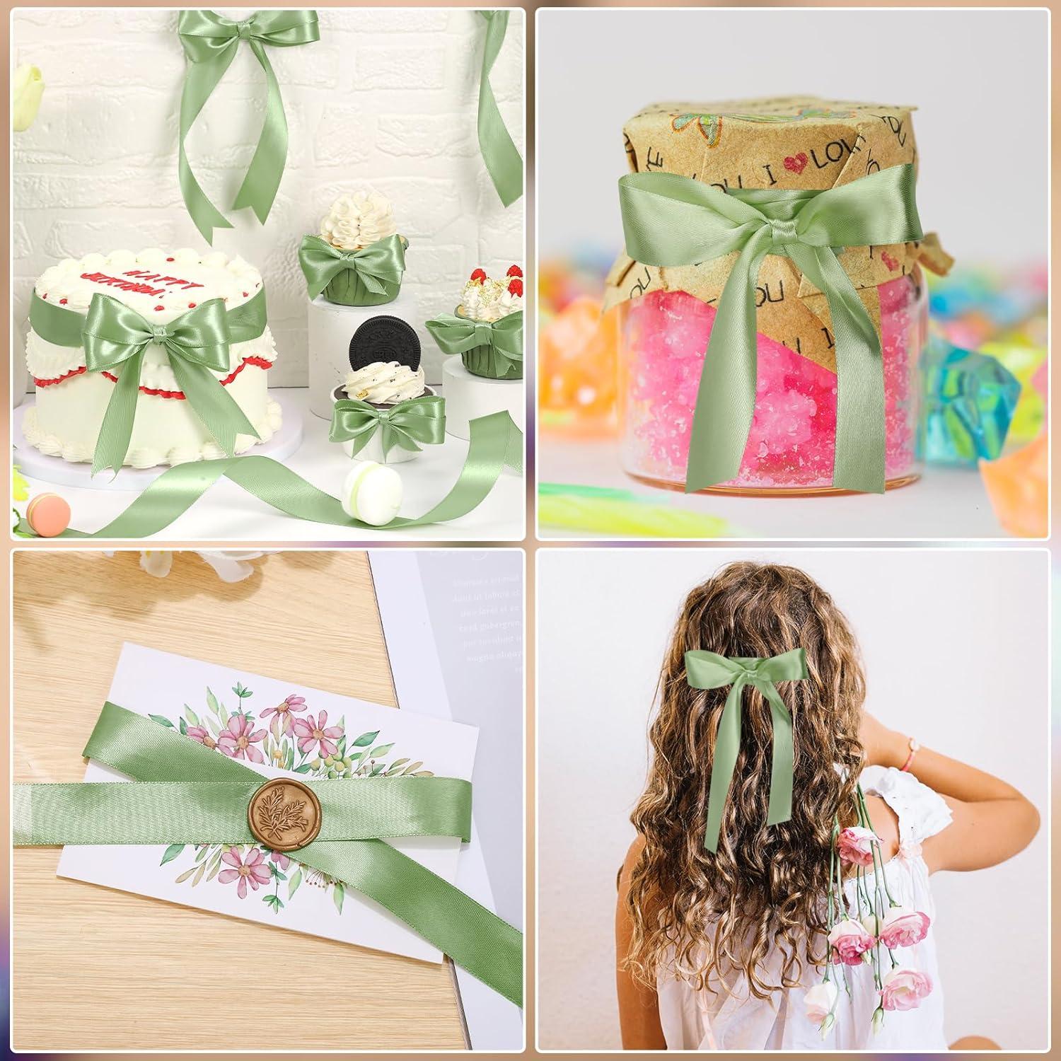 45m Grünes Satinband 25mm breit für Geschenkverpackung & Deko