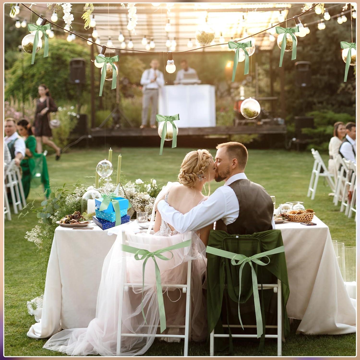 45m Schleifenband Grün Satinband 25mm Geschenkband Hochzeit Deko Eukalyptus