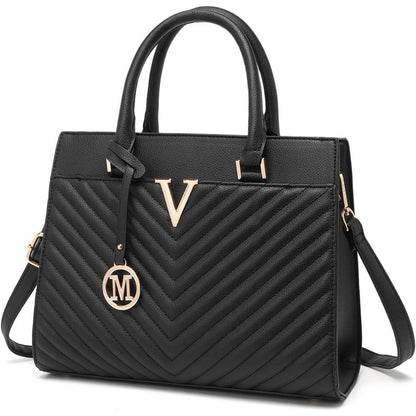 Miss Lulu Damen Handtasche V-Stepp Henkeltasche Goldene