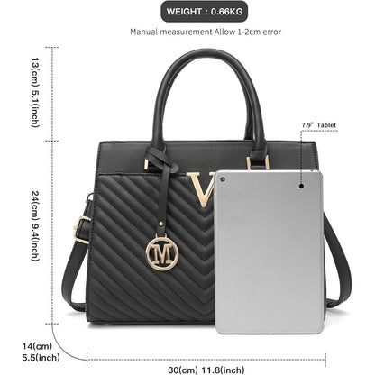 Miss Lulu Damen Handtasche V-Stepp Henkeltasche Goldene