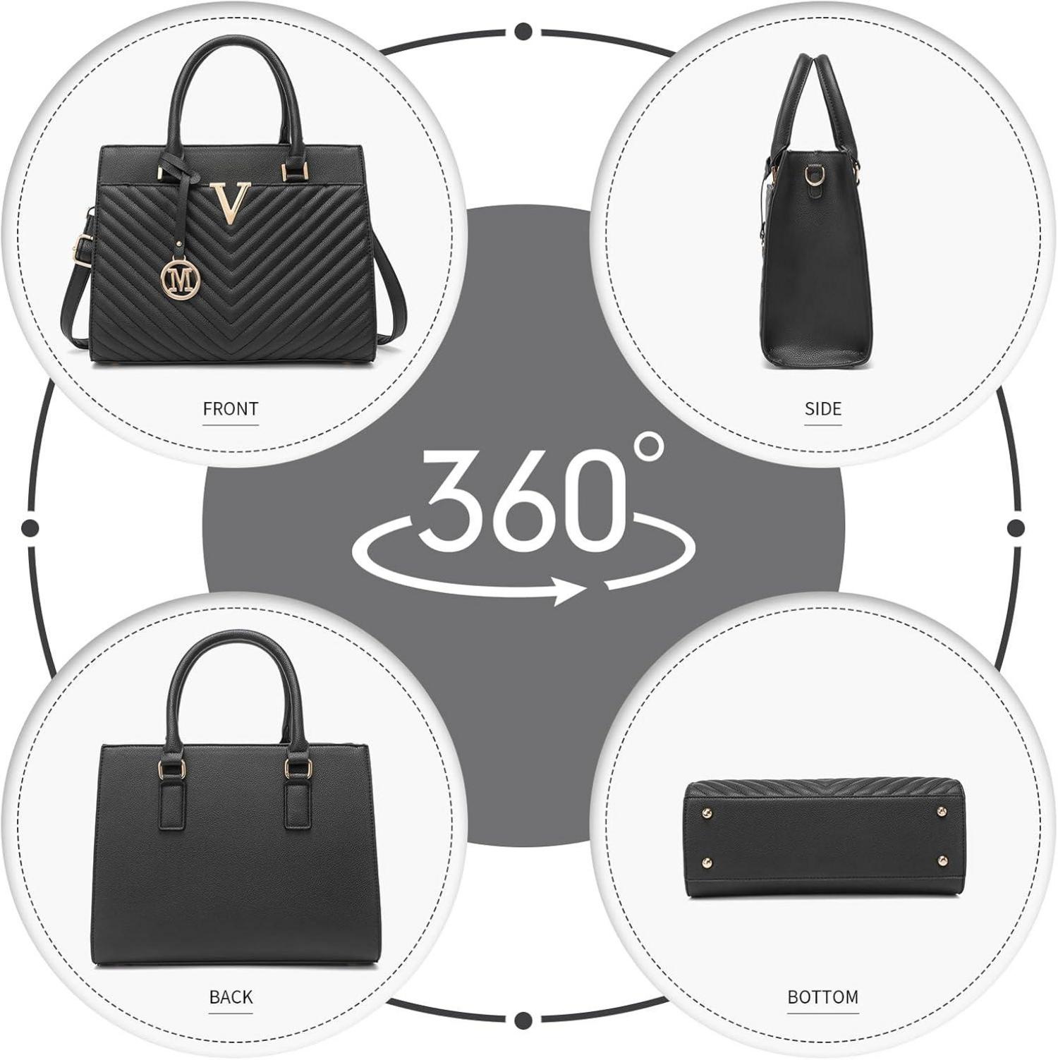 Moderne Damen Handtasche V-Stepp Henkeltasche Goldene Beschläge 28x23x14cm
