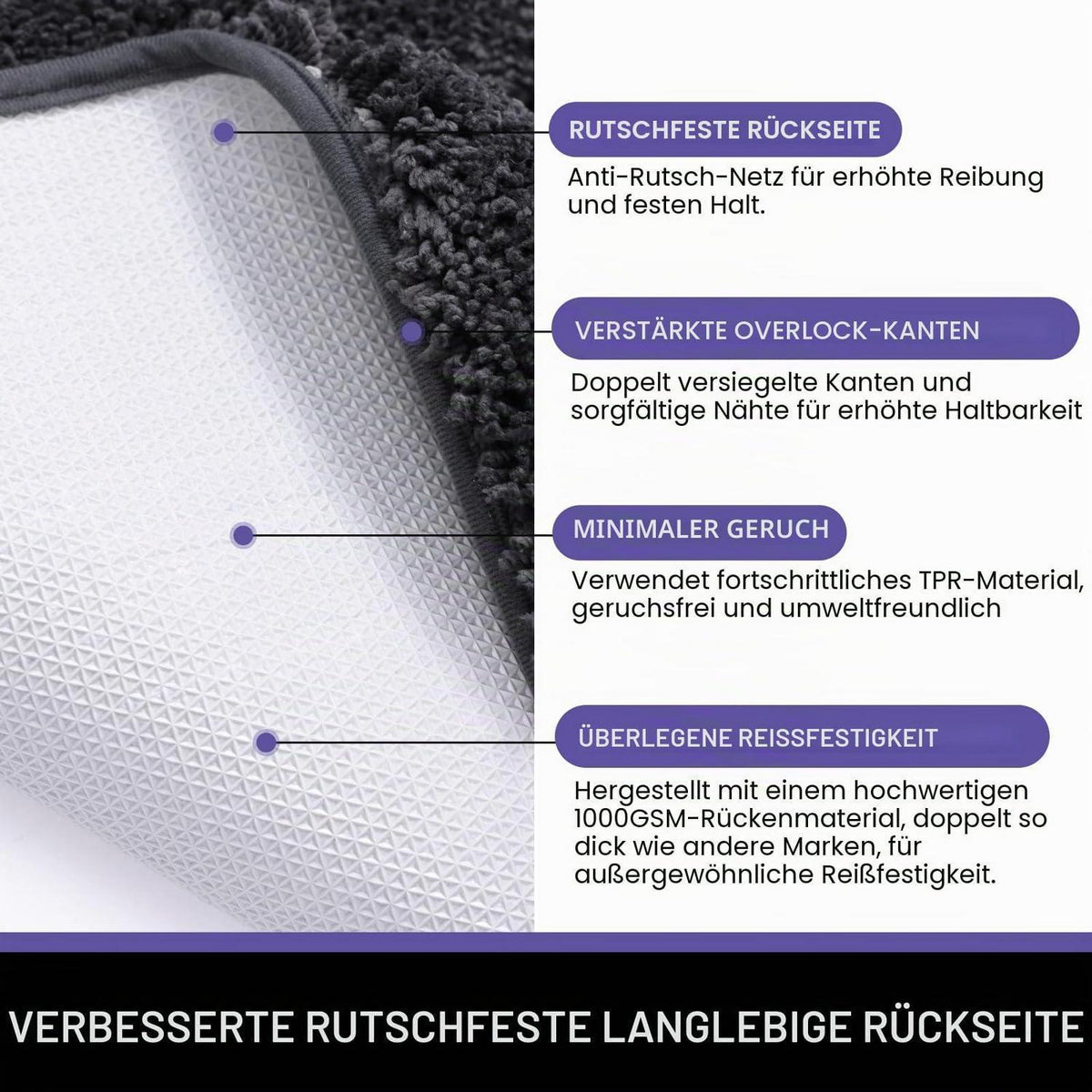 Rutschfeste Fußmatte dunkelgrau 80x178 cm – Sauberlaufmatte Innenbereich