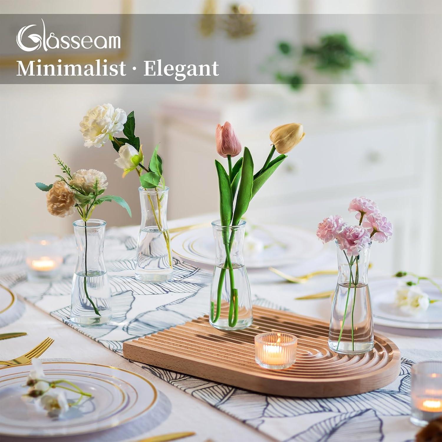 Kleine Glasvasen Set 12 Stück Klar Tischdeko Blumenvasen Modern