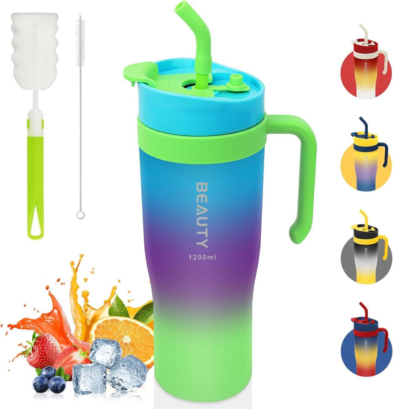 Trinkflasche Sport 1.2 Liter mit Strohhalm und