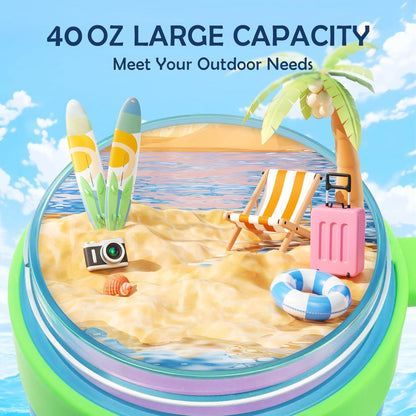 Trinkflasche 1.2L Sport mit Strohhalm Griff BPA-frei Wasserflasche Blau