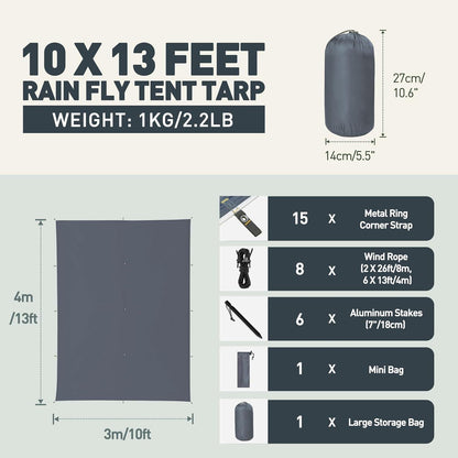 Tarp 3x4M Wasserdicht Ultraleicht Camping Zeltplane Hängematte