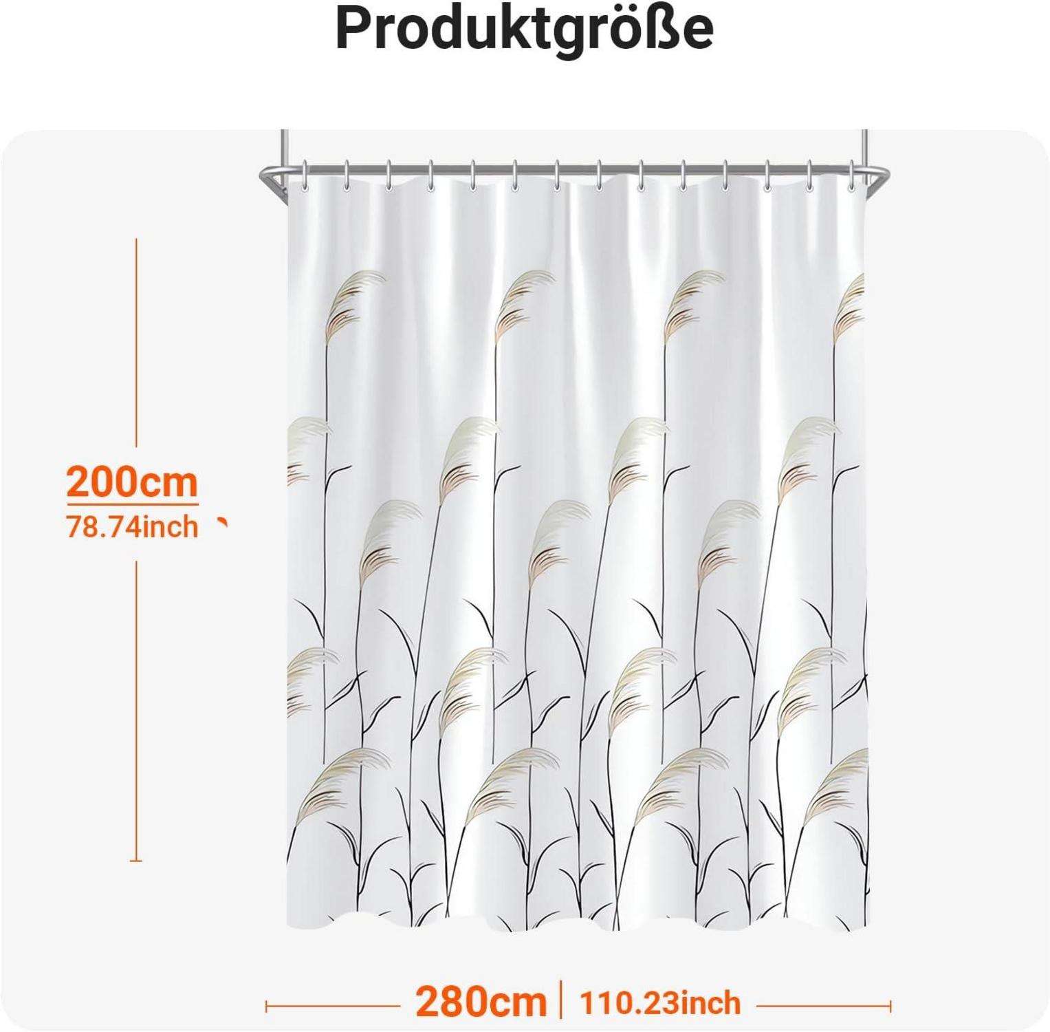 Duschvorhang Weizenohr 280x200cm Antischimmel Wasserabweisend mit Ösen