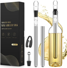 Weinkühlstab Set 5-in-1 mit Ausgießer Edelstahl Stab Stopper