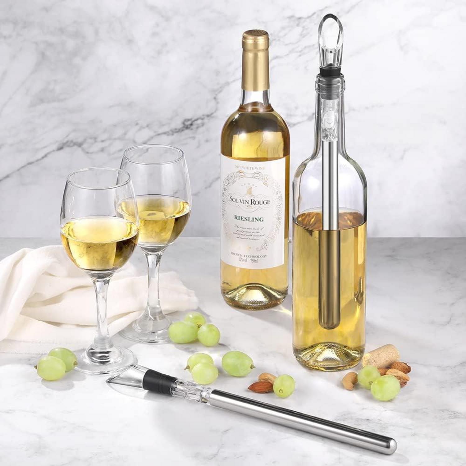 Weinkühlstab Set 5-in-1 Edelstahl Ausgießer Stopper