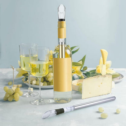 Ecooe 5-in-1 Weinkühlstab Set Edelstahl Ausgießer Stopper