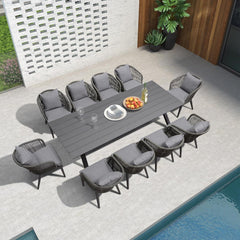 11-tlg. Gartenmöbel Set für Terrasse und Balkon in Grau