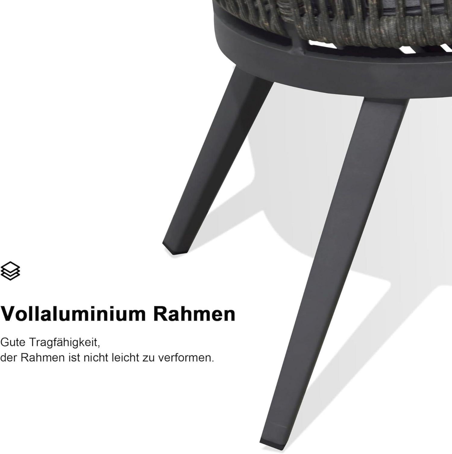 PURPLE LEAF 11-TLG Gartenmöbel Set Outdoor Aluminium Rattan Grau