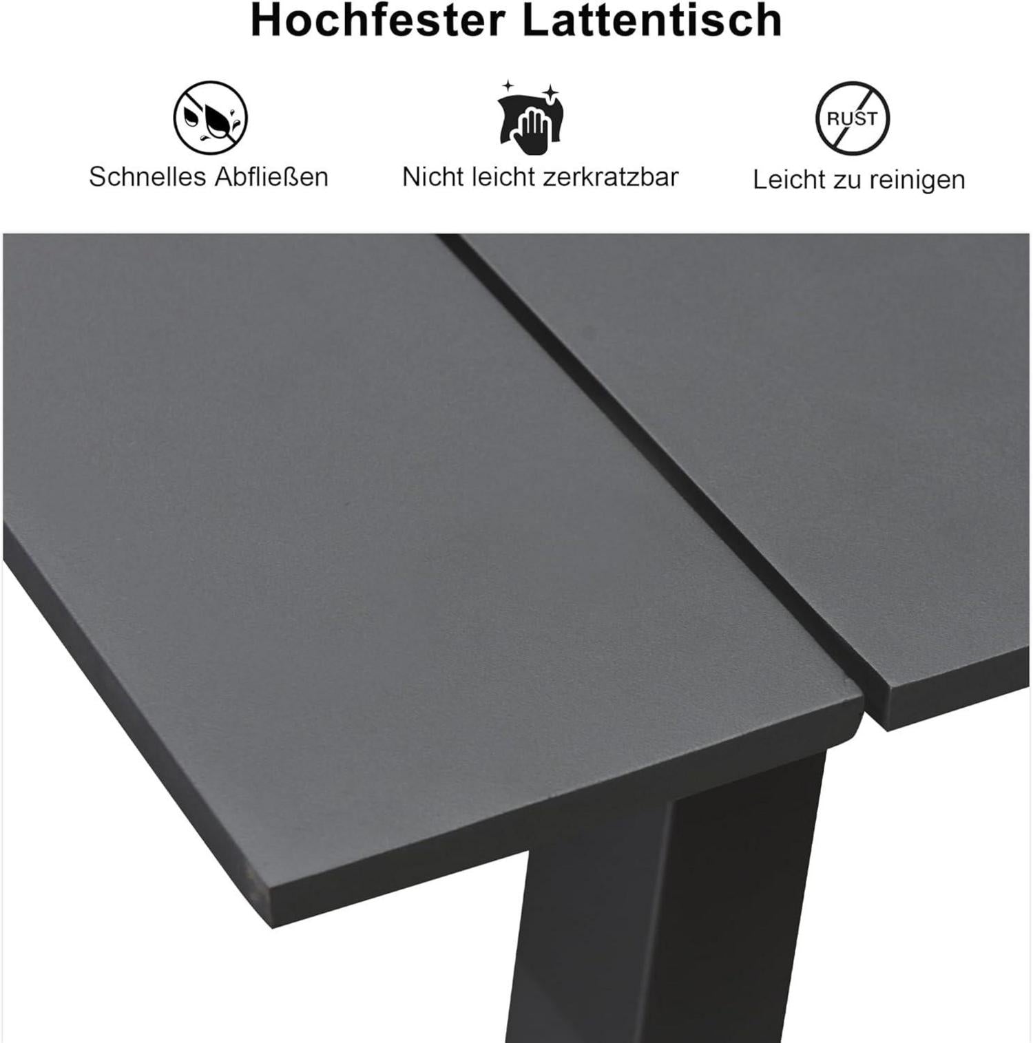 Terrassenmöbel Set Aluminium 10er Gartenstühle mit Tisch Grau