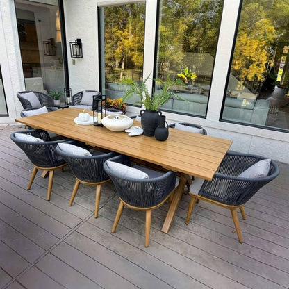 9-tlg. Gartenmöbel Set Aluminium Terrassenmöbel inkl. 8 Stühle & Tisch
