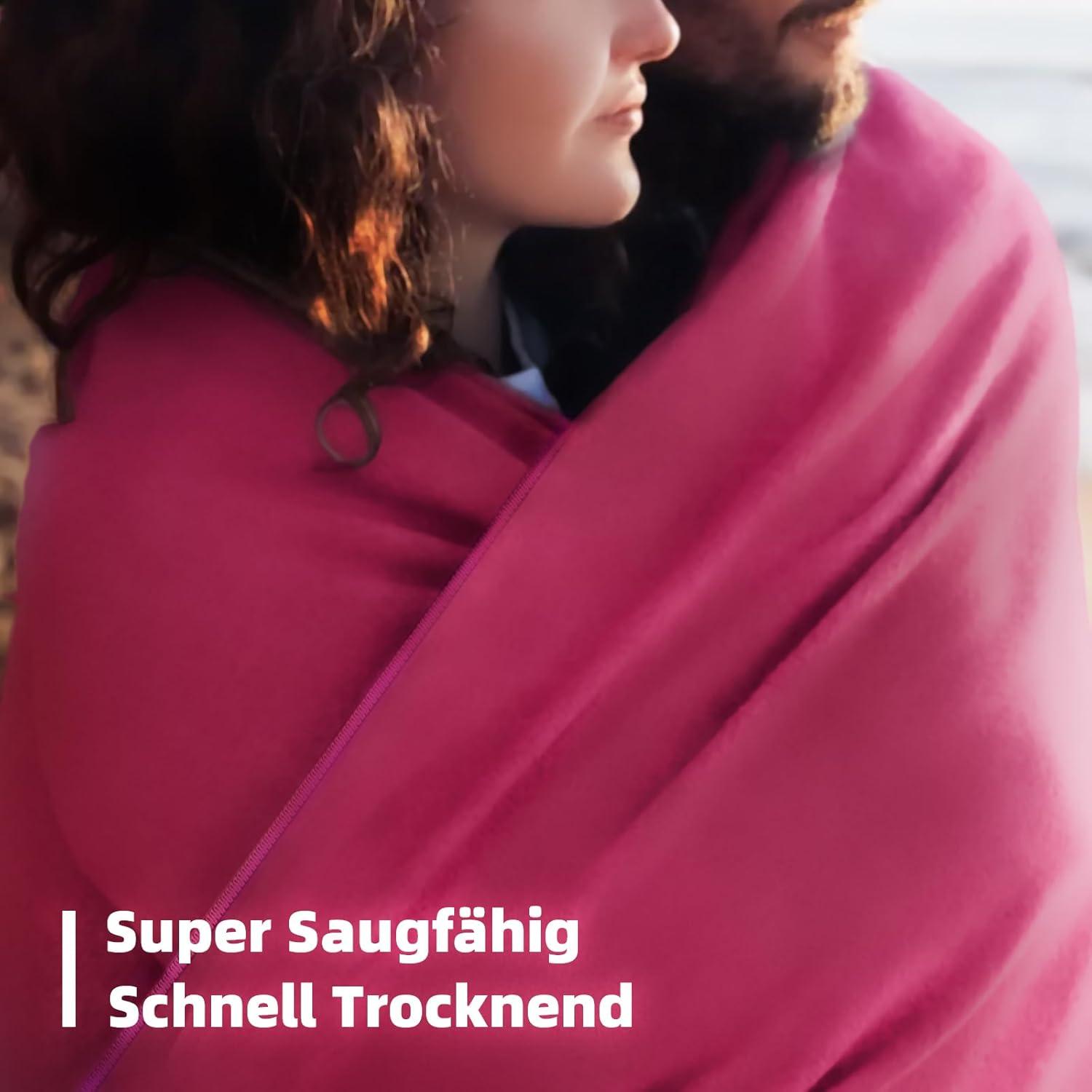 3er-Set Mikrofaser Handtuch Groß & Klein Schnelltrocknend Fitness Strand Rose