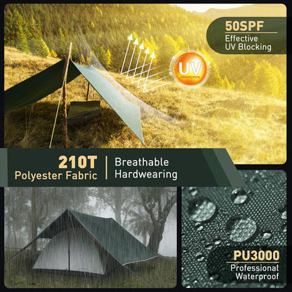 VOSOIR Tarp 3x3M Wasserdicht Camping Zeltplane Ultraleicht