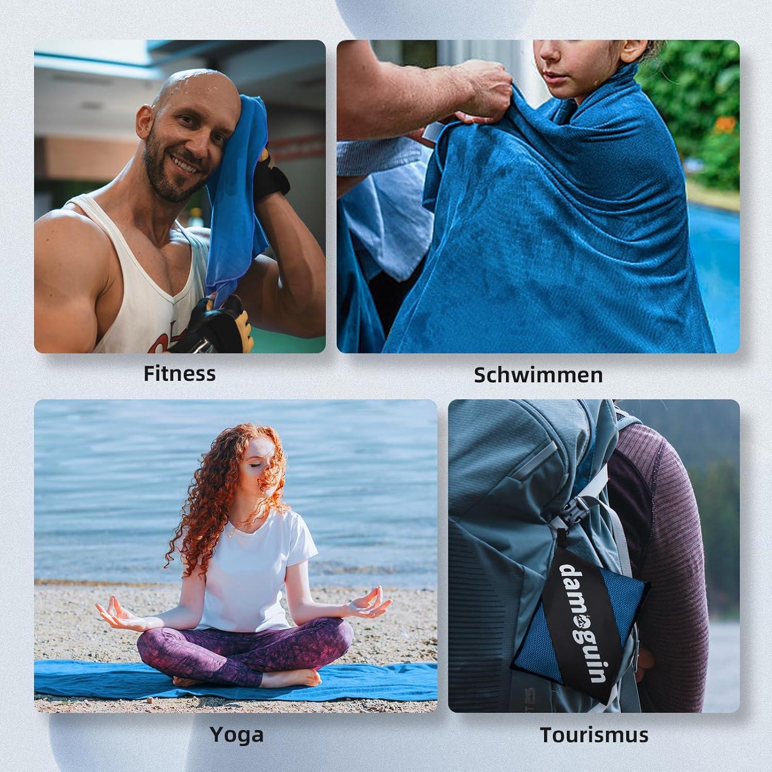3er-Set Mikrofaser Fitness Handtuch Schnelltrocknend Strand Bad Reise