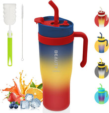 KETIEE Trinkflasche 1.2 Liter Sport Strohhalm Griff BPA-frei