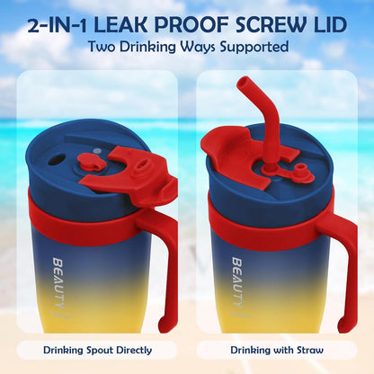 KETIEE Trinkflasche 1.2 Liter Sport Strohhalm Griff BPA-frei