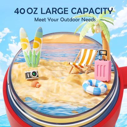 1.2L Trinkflasche Sport Strohhalm Griff BPA-frei Marineblau