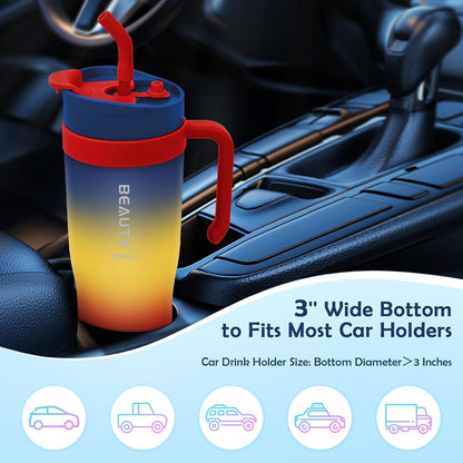 Trinkflasche 1.2L Sport Strohhalm Griff BPA-frei Marineblau