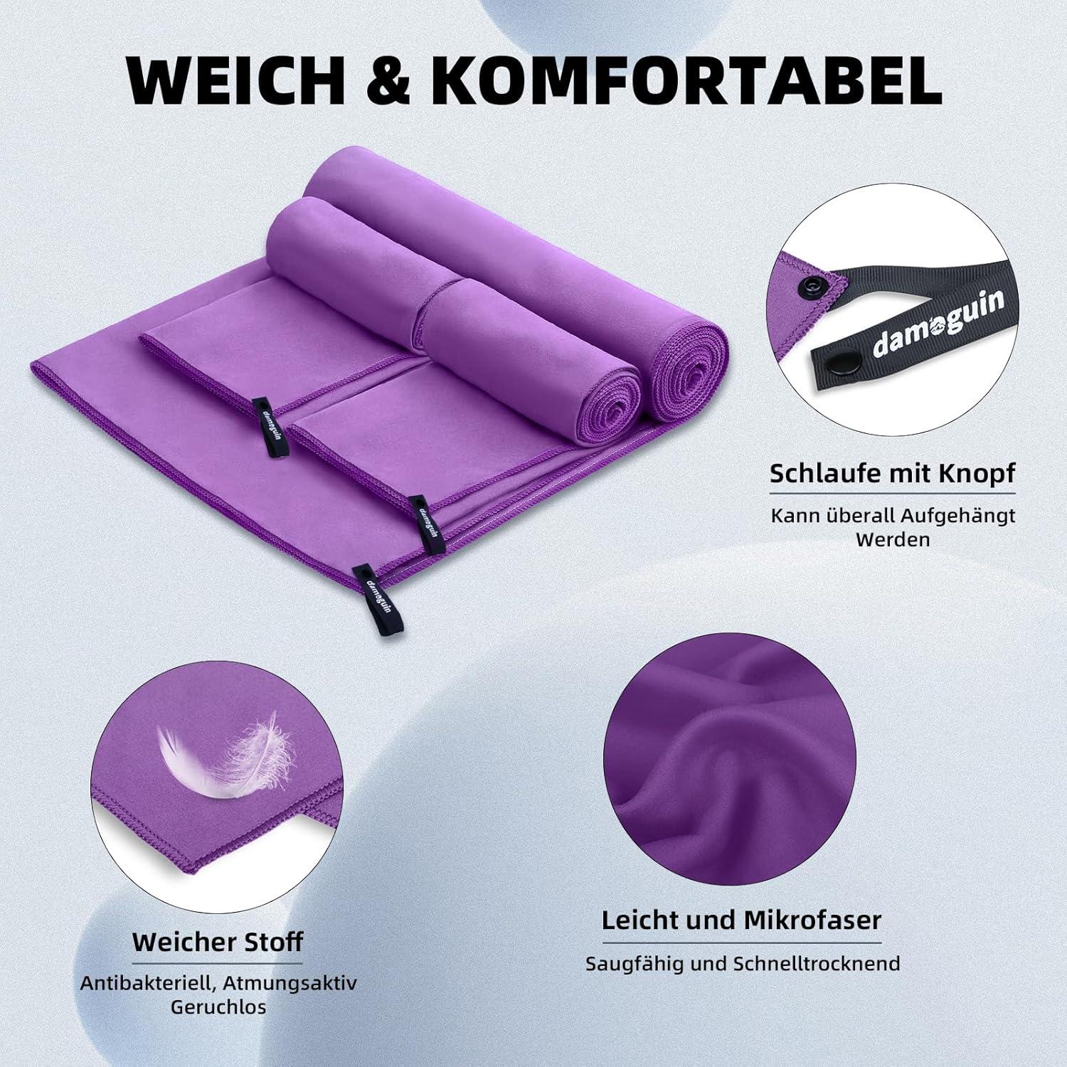 Mikrofaser Handtuch Set Groß & Klein, Schnelltrocknend, Fitness, Strand
