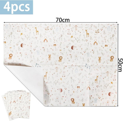 4 Blatt 50x70cm Taufe Geschenkpapier Kinder Rolle Tier