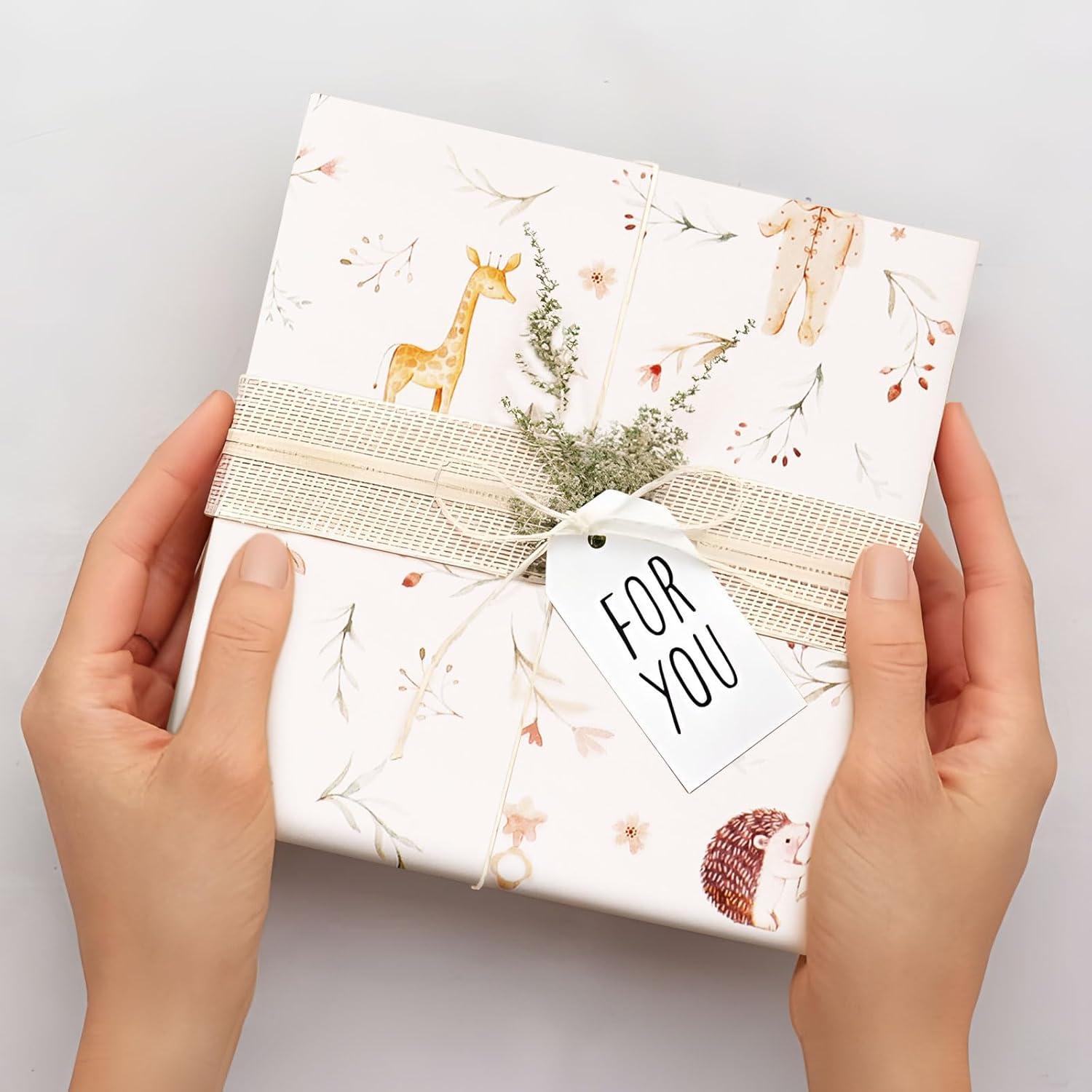 4 Blatt Taufe Geschenkpapier Kinder Tiermuster Verpackungspapier