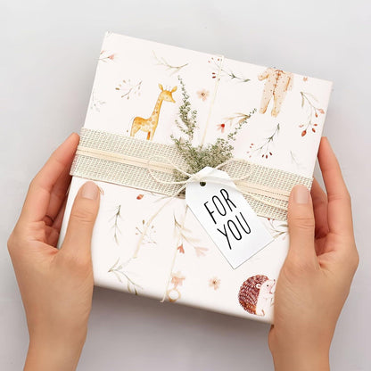 4 Blatt Taufe Geschenkpapier Kinder Tiermuster Verpackungspapier