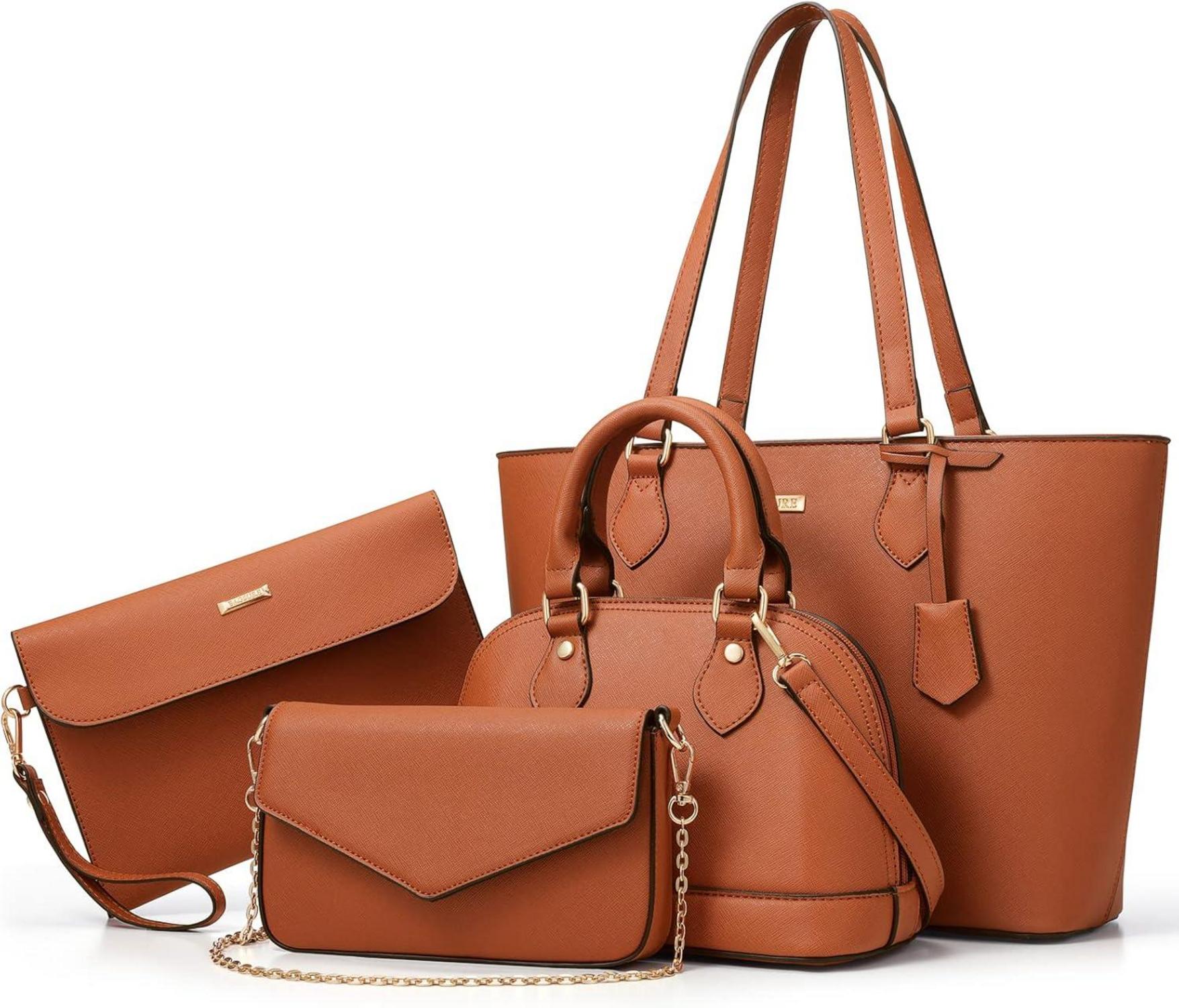 Handtaschen Set 4-teilig Kunstleder Damen Umhängetasche Clutch