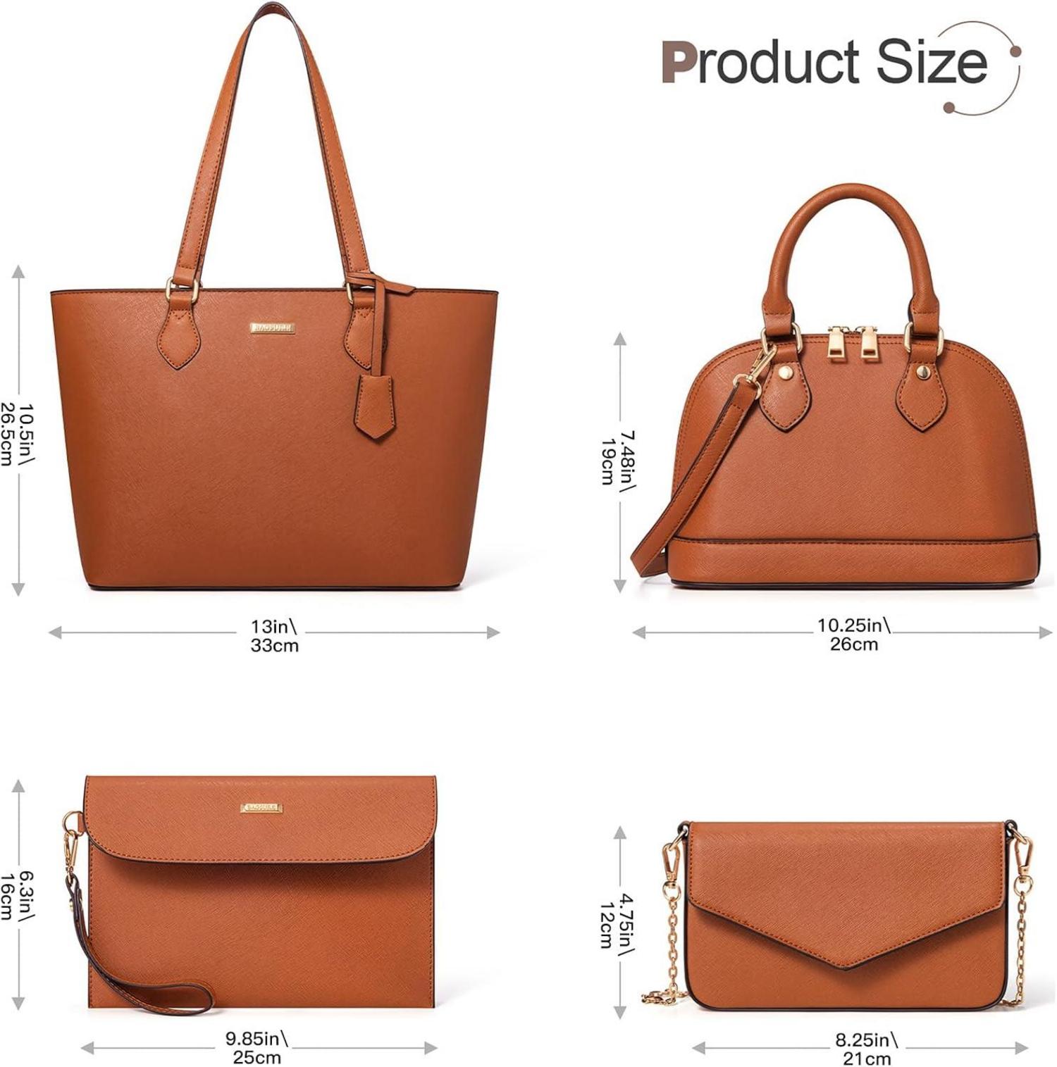 Handtasche Damen 4-teiliges Set Schultertasche Tragetasche Büro Reise - Braun