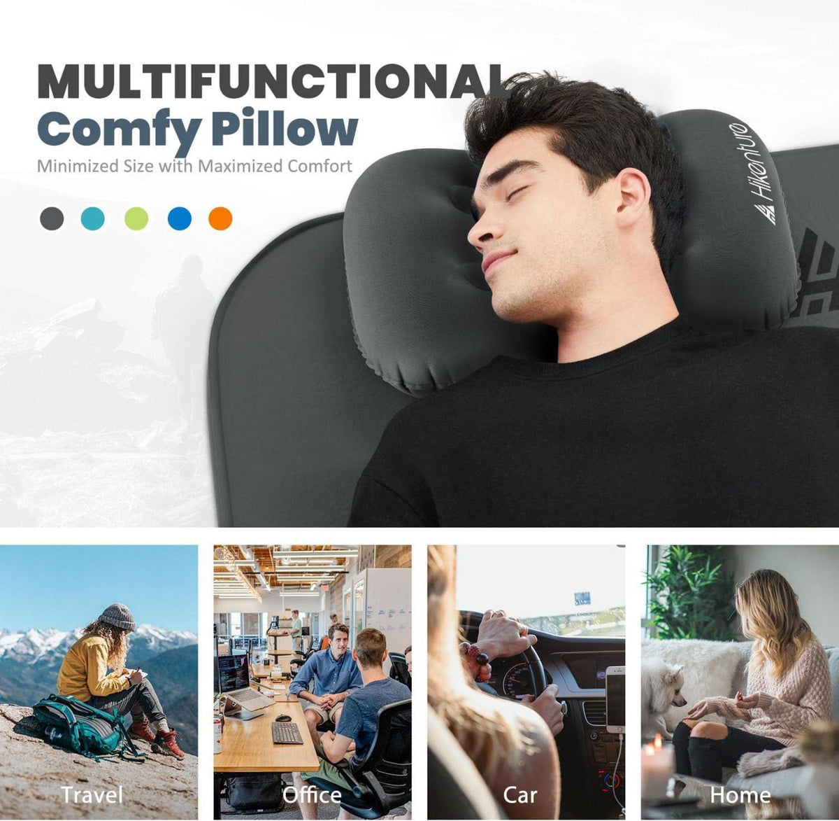 Aufblasbares Camping Kissen Ultraleicht Ergonomisch Grau
