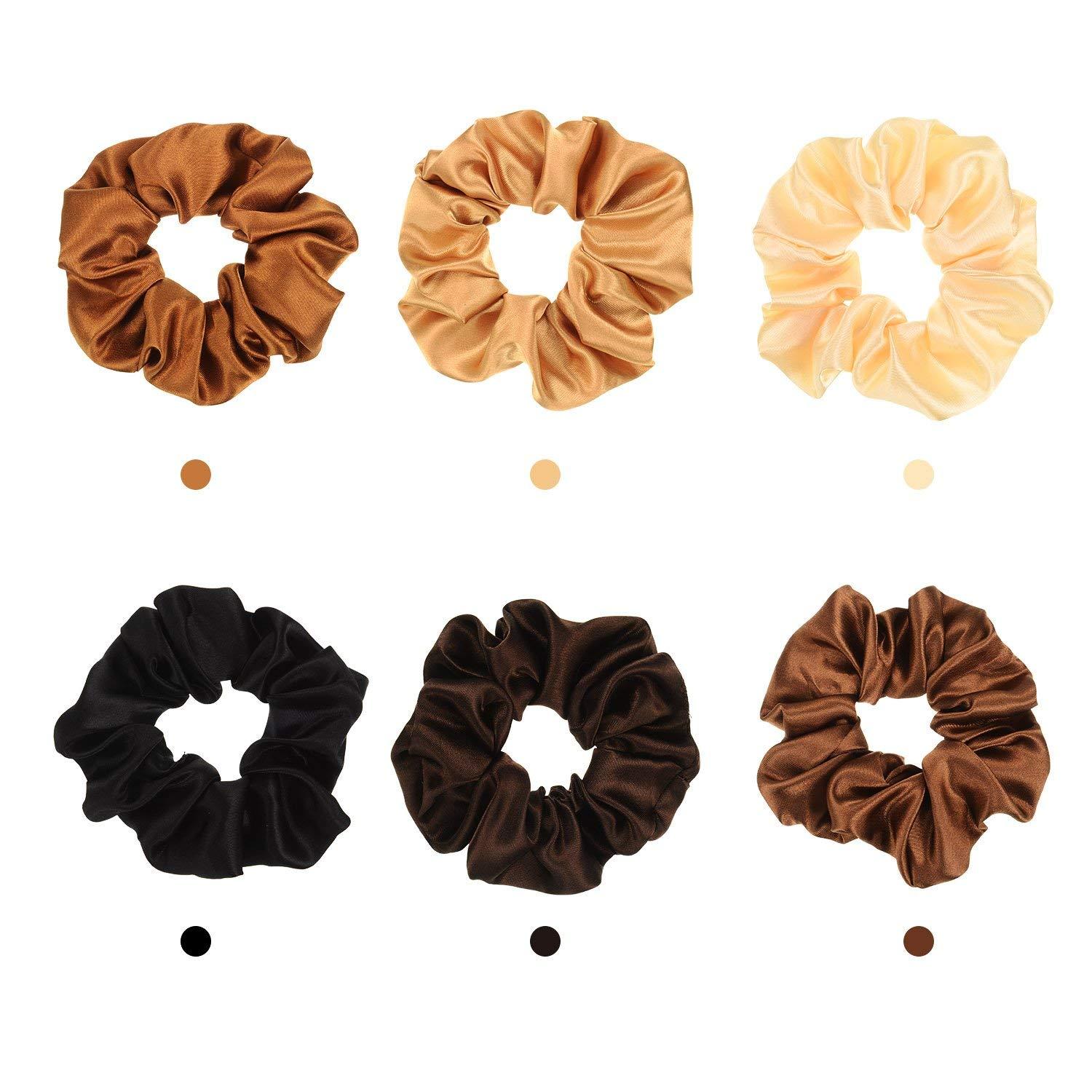 6 Stück Seide Satin Haargummis Damen Haarschmuck Scrunchies