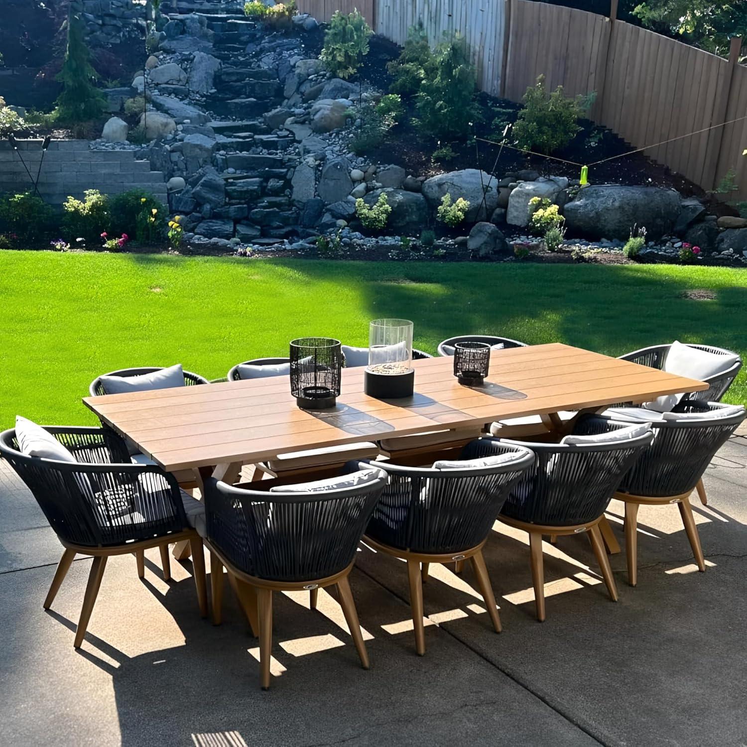 11-tlg. Gartenmöbel Set Aluminium Gartenlounge Rattanstühle Esstisch
