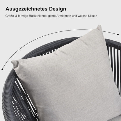 11-tlg. Gartenmöbel Set Aluminium Gartenlounge Rattanstühle Esstisch