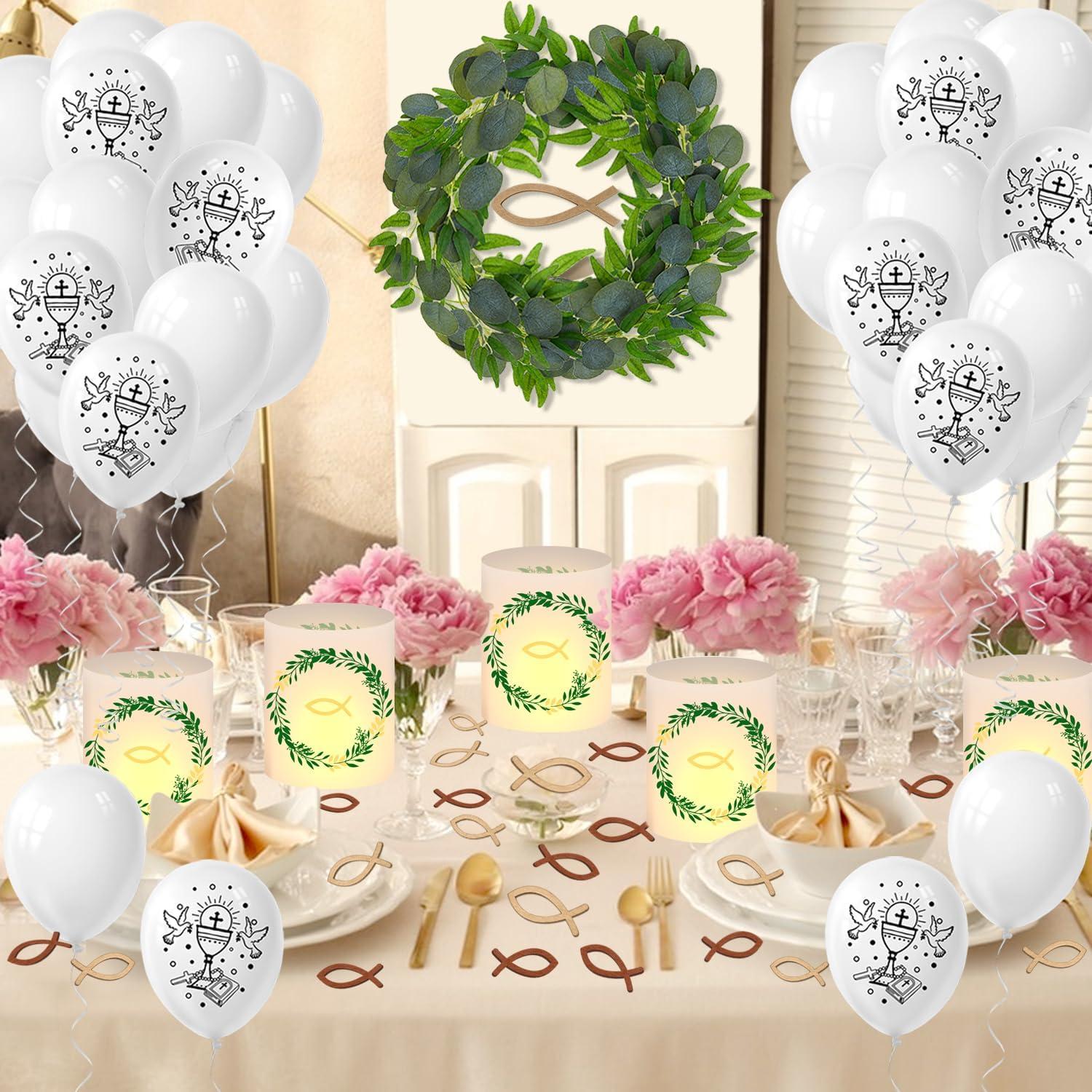 Taufe Deko Set Luftballons Girlande Fisch Tischdeko