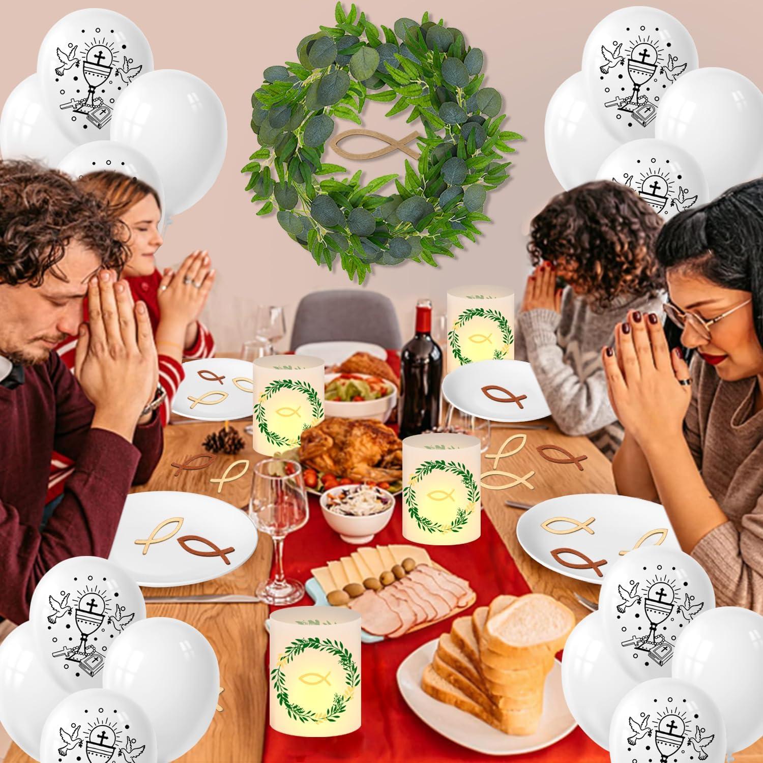 Taufe Deko Set Junge Mädchen Luftballons Fisch Tischdeko