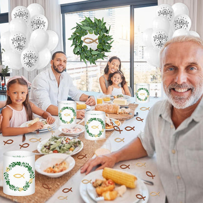 Taufe Deko Set Junge Mädchen Luftballons Fisch Girlande Holzfische