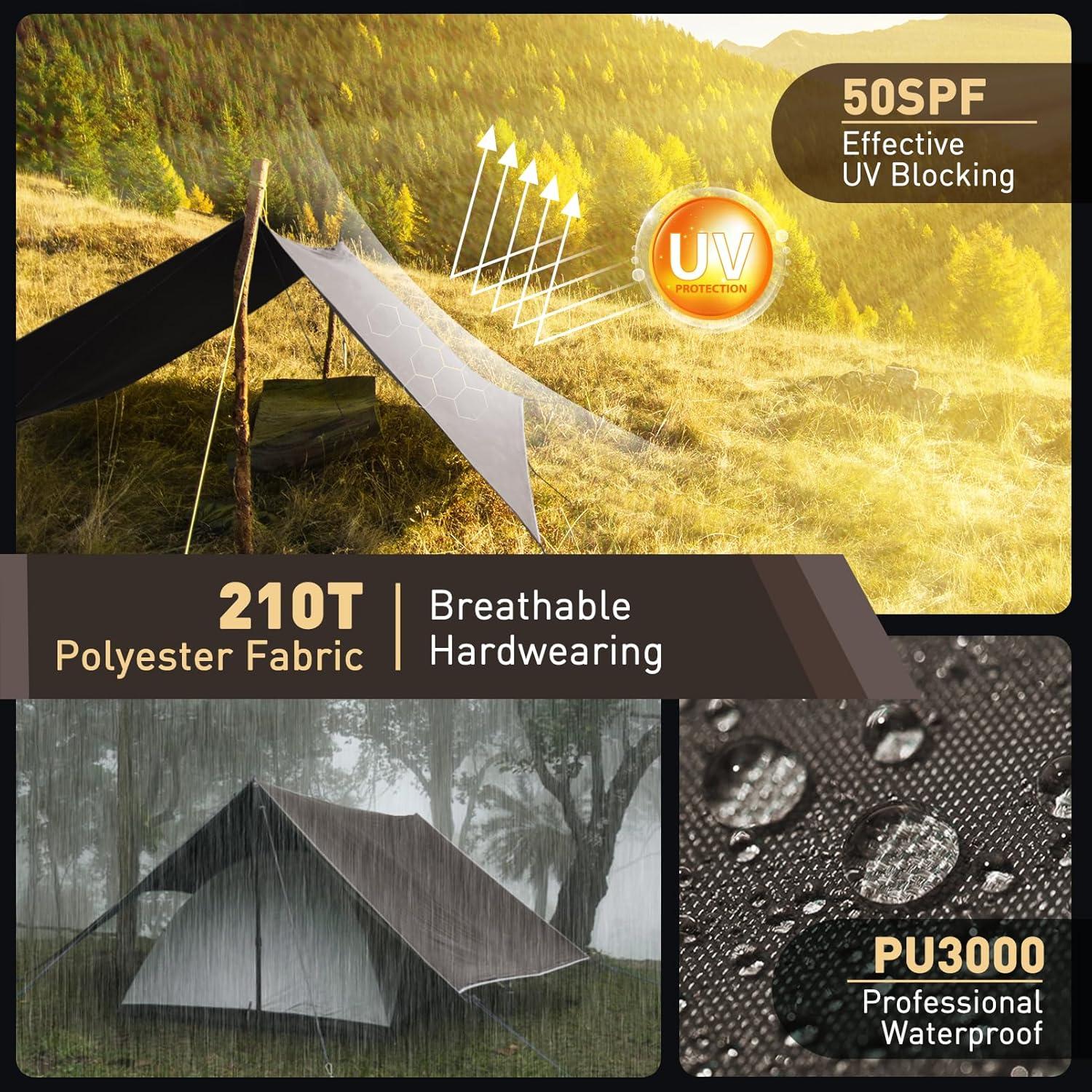 VOSOIR Tarp 3x4M Wasserdicht Ultraleicht Camping Zeltplane