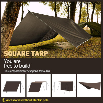 Camping Zeltplane 3x4M Wasserdicht Ultraleicht mit Ösen und Stiften