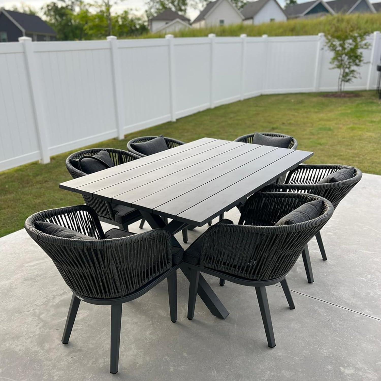 7-tlg PURPLE LEAF Gartenmöbel Set PE Rattan 6 Stuhl + Tisch