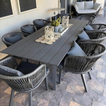 9-tlg Esszimmer-Set Outdoor Gartenmöbel Rattan Aluminium Grau