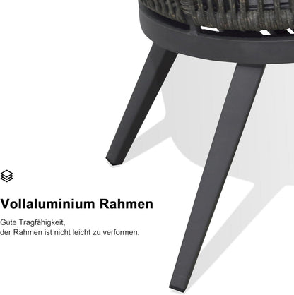 Gartenmöbel Set 9-TLG Aluminium Terrassenmöbel Rattan Essgruppe Grau