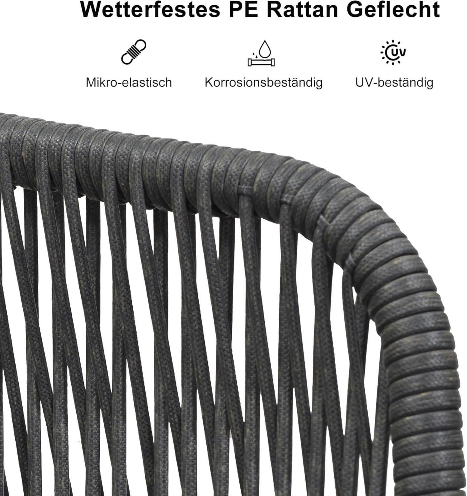 9-tlg. Gartenmöbel Set Aluminium Rattan 8 Stühle Tisch Grau