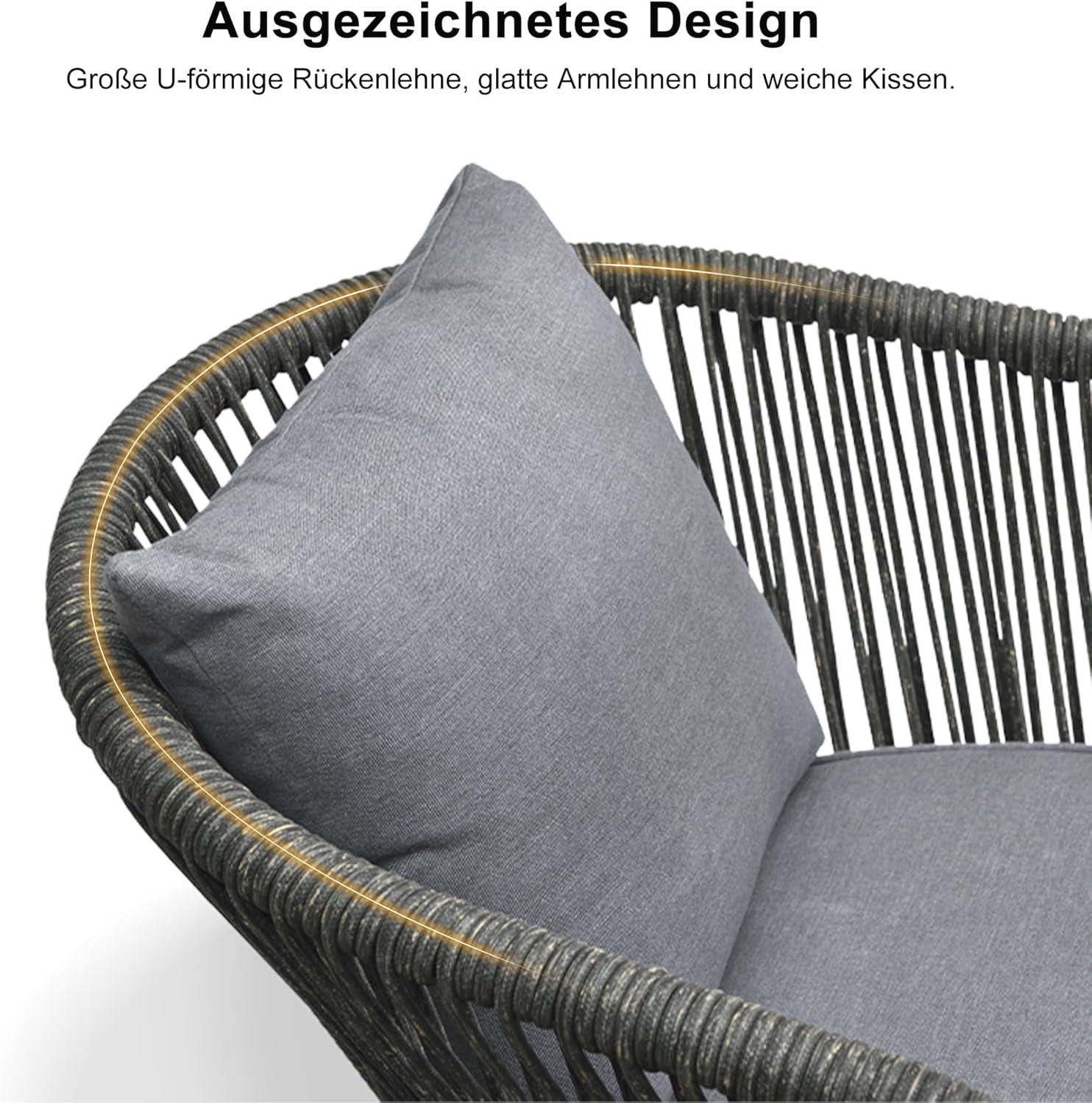 9-TLG Gartenmöbel-Set Aluminium Terrassenmöbel 8 Stühle inkl. Tisch Rostfrei Essgruppe Grau