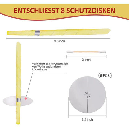 Natürliche Bienenwachs-Ohrenkerzen Set mit Schutzscheiben