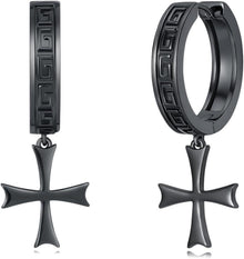 Große Kreuz Ohrringe Hängend Schwarz Damen Herren Gift