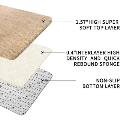 Hochflor Teppich Beige 240x340 - Flauschiger Wohnzimmerteppich