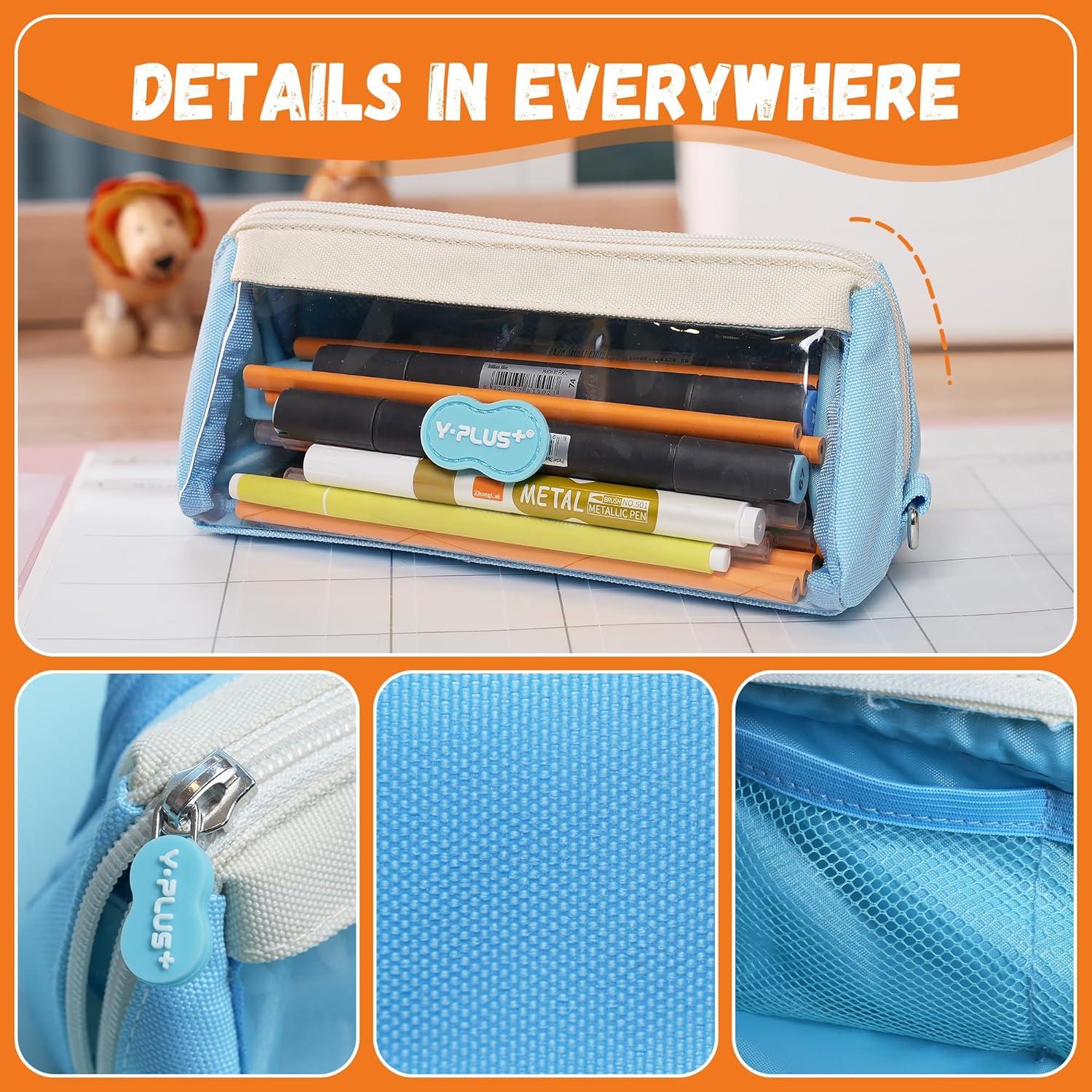 YPLUS Federmäppchen Mädchen Blau Schulmaterialien Stifte Jungen Federtasche